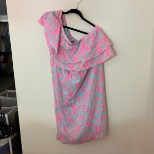 Vineyard Vines Women’s Off the Shoulder Asymmetrical Floral 100% Cotton Dress